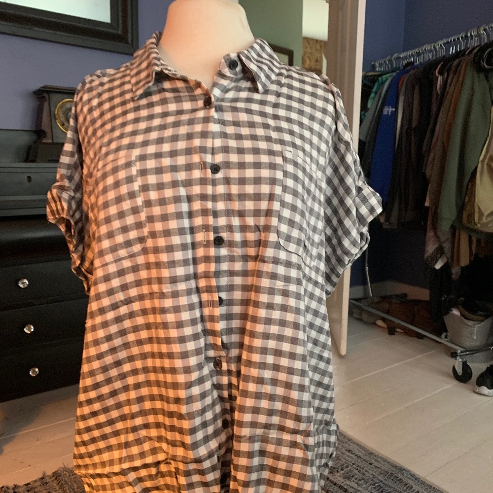 Womens Plus Como Vintage short sleeve checked top